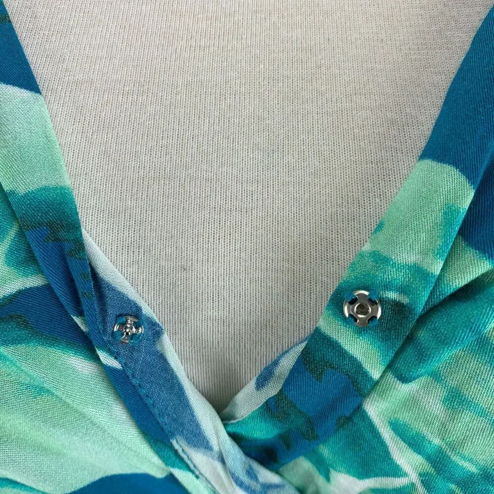 Gianni Bini XS Palm Wrap Dress NWT $109 Amy Blue Green Summer Cruise
